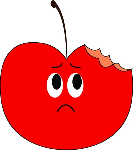 Emoji Pół Ugryziony Jabłko Przerażeniu Częściach Narażonych Powietrzu Obracając Brązowy — Wektor stockowy