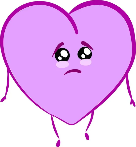 Emoji Cuore Rosa Colorato Triste Con Mani Gli Sguardi Levano — Vettoriale Stock