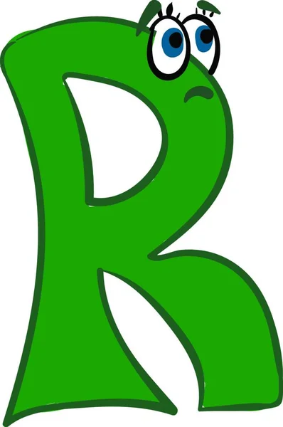Emoji Letra Alfabética Verde Con Dos Ojos Abultados Expresan Tristeza — Vector de stock