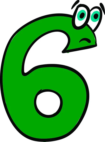 Emoji Liczby Sześciu Kolorze Zielonym Dwoma Wypukłymi Oczami Wyrazić Smutek — Wektor stockowy
