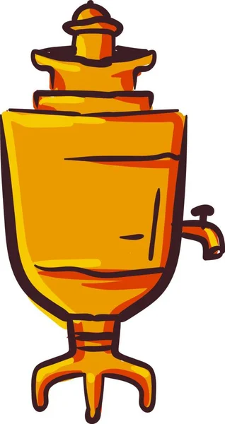 高度装饰的茶壶棕色与盖两个手柄 携带小水龙头在其前面配备了腿 整个设置站矢量彩色绘图或插图 — 图库矢量图片