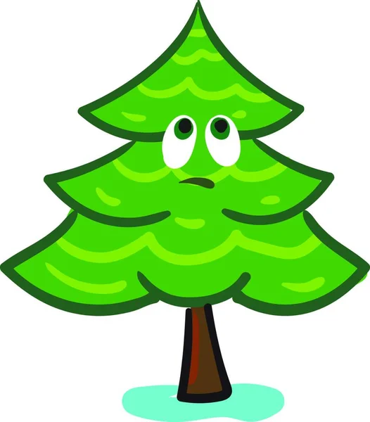 Emoji Widespread Coniferous Green Tree Distinctive Conical Shape Hanging Cones — Stock Vector