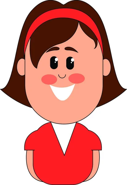 Clipart Une Petite Fille Souriante Dans Une Robe Couleur Rouge — Image vectorielle