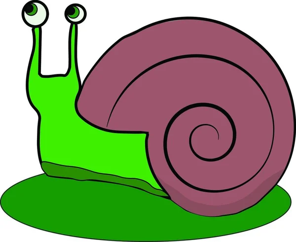 Petit Escargot Dessin Animé Mignon Avec Deux Yeux Bombés Roulés — Image vectorielle