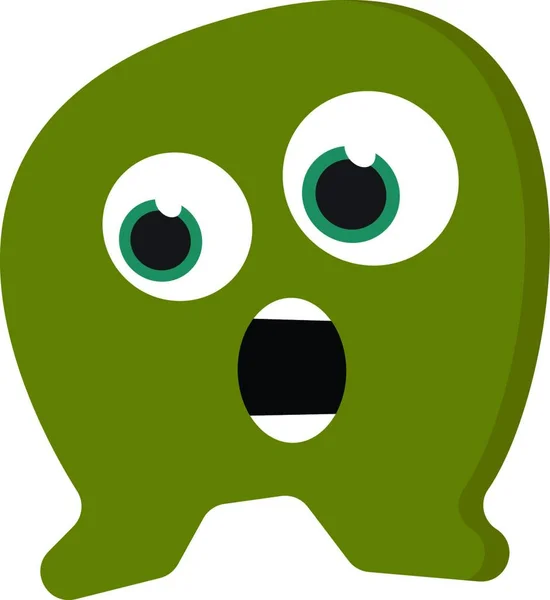 Een Groene Streaming Monster Met Twee Grote Ogen Vector Kleur — Stockvector