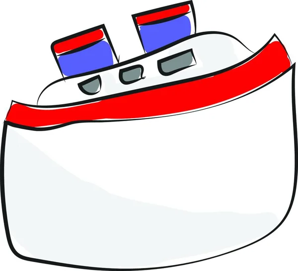 Ένα Μεγάλο Επιβατηγό Πλοίο Λευκό Και Κόκκινο Χρώμα Οποίο Είναι — Διανυσματικό Αρχείο
