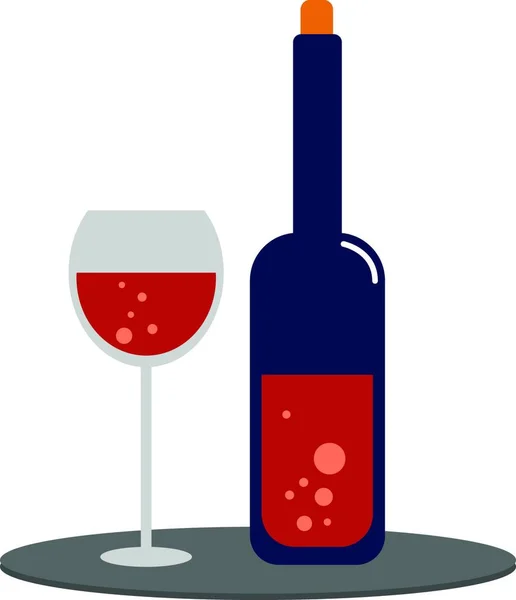 Sarı Kap Kırmızı Şarap Ile Yarım Dolu Bir Mavi Şarap — Stok Vektör
