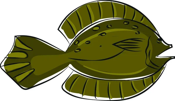 Clipart Peixe Achatado Boca Pequena Verde Com Corpo Plano Grosso — Vetor de Stock