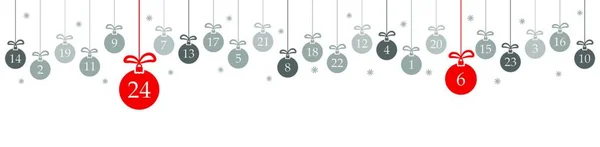 Pendurado Bugigangas Natal Colorido Cinza Com Números Mostrando Calendário Advento — Vetor de Stock