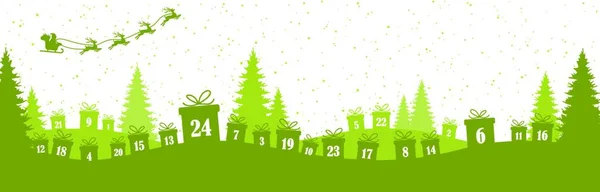 Navidad Acostada Presenta Color Verde Con Números Del Mostrando Calendario — Archivo Imágenes Vectoriales