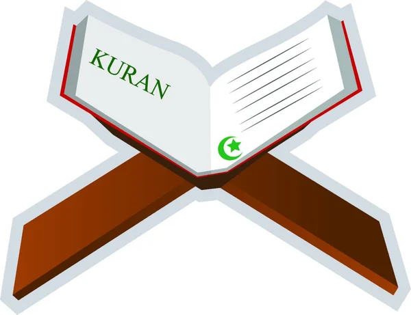 Illustration Eines Heiligen Buches Quran Auf Weißem Hintergrund — Stockvektor