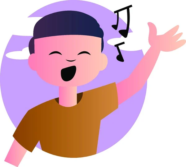 Cartoon Boy Singing Vector Illustration White Background — Stock Vector