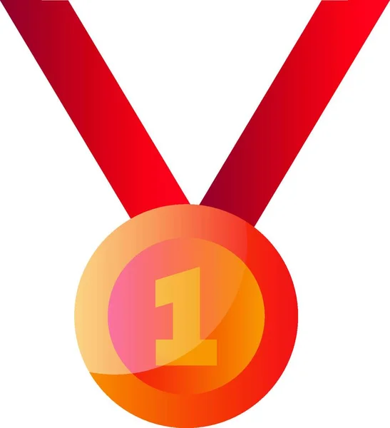 Vektor Illustration Einer Medaille Auf Rotem Streifen Auf Weißem Hintergrund — Stockvektor
