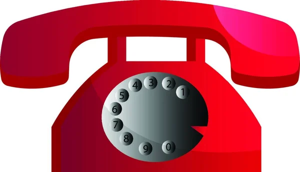 Vecchio Telefono Rosso Vettoriale Illustrazione Sfondo Bianco — Vettoriale Stock