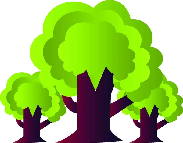 Drie Bomen Eenvoudige Vector Illustratie Een Witte Achtergrond — Stockvector