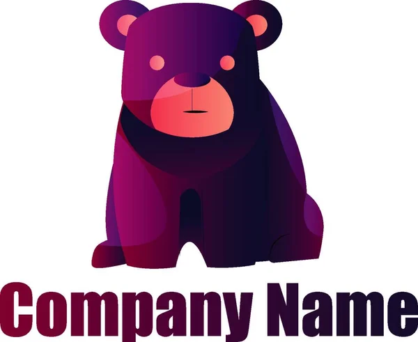 Purple Bear Vector Logo Ontwerp Witte Achtergrond — Stockvector