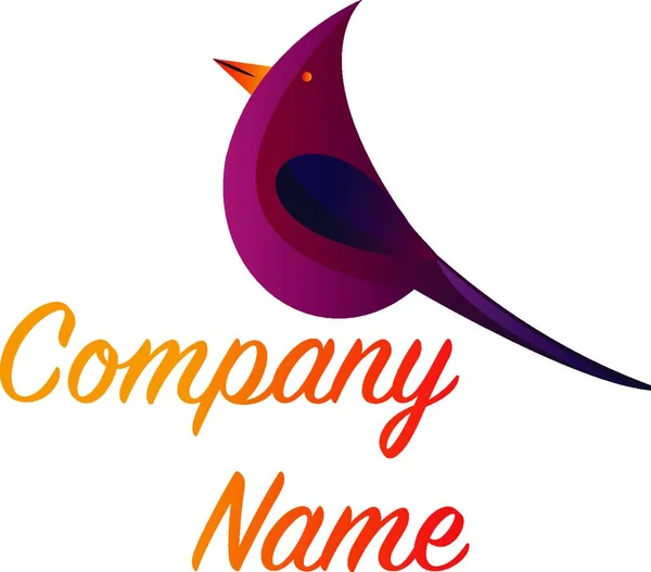 Diseño Simple Del Logo Vectorial Pájaro Rosado Profundo Con Texto — Vector de stock