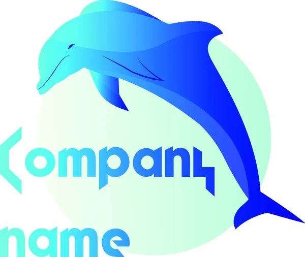 Conception Simple Logo Vectoriel Sur Fond Blanc Dauphin Bleu — Image vectorielle