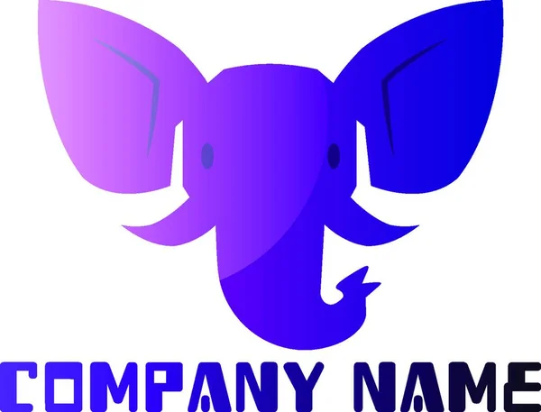 Фіолетовий Слон Простий Дизайн Логотипу Білому Тлі — стоковий вектор