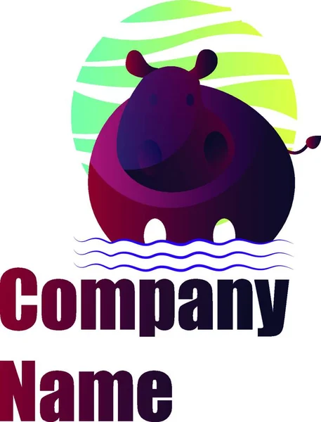 Deep Purple Hippo Vector Logo Ontwerp Een Witte Achtergrond — Stockvector