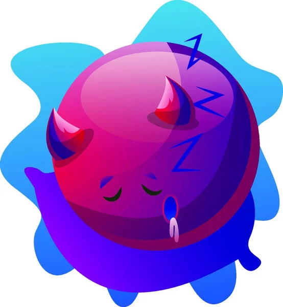 Sleepy Desen Animat Violet Monstru Iluzie Vector Fundal Alb — Vector de stoc