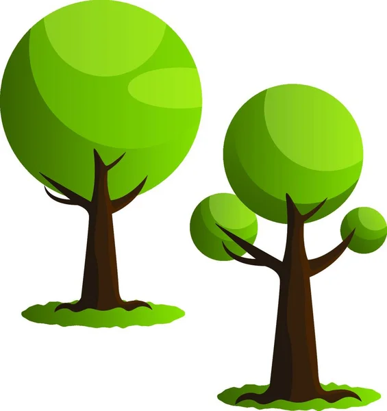 一对绿色树向量例证在白色背景 — 图库矢量图片