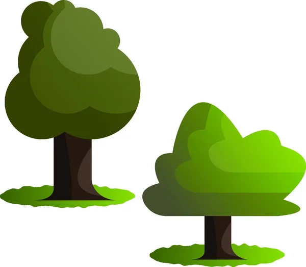 Par Gröna Träd Vektor Illustration Vit Bakgrund — Stock vektor