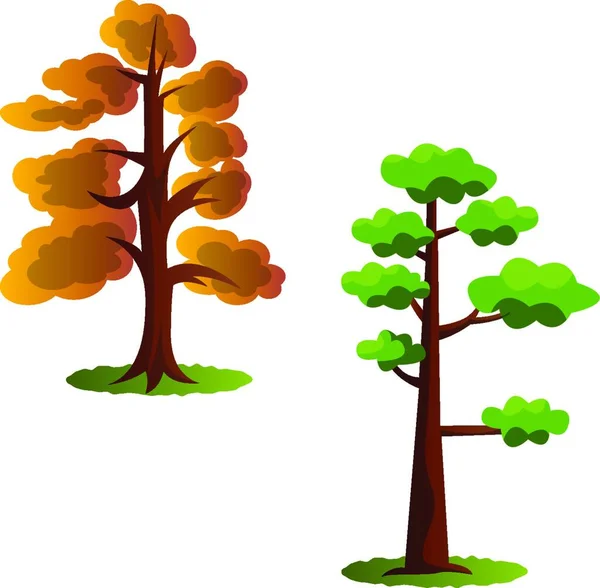 二秋天树向量例证在白色背景 — 图库矢量图片