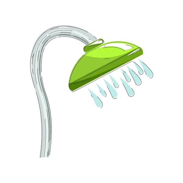 Söt Och Smart Dusch Grön Färg Med Vatten Hälla Från — Stock vektor
