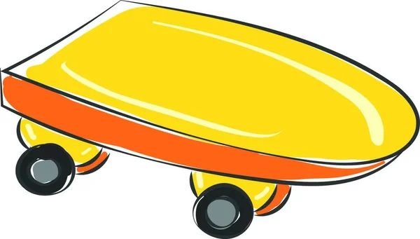 黄色滑板 有两个轮子矢量彩色绘图或插图 — 图库矢量图片