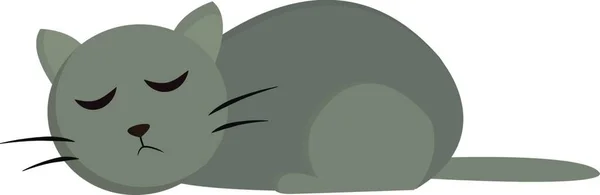 Cute Kot Tłuszczu Kolorze Szarym Który Jest Spanie Wektor Kolor — Wektor stockowy