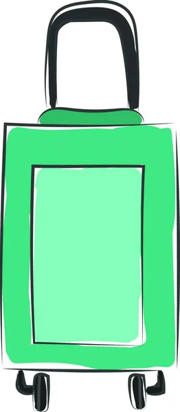 绿色大手提箱 带短手柄 可携带矢量彩色绘图或插图 — 图库矢量图片