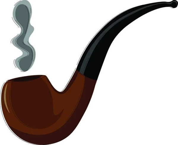 Longo Cachimbo Fumo Tabaco Com Fumaça Saindo Dele Desenho Cor — Vetor de Stock
