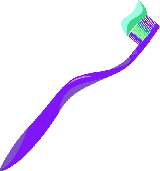 Велика Нова Зубна Щітка Фіолетового Кольору Синьою Зубною Пастою Ній — стоковий вектор