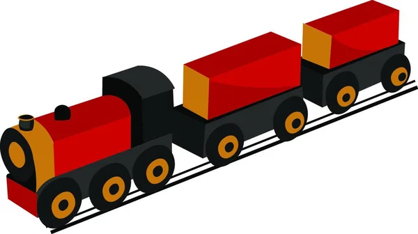 トラックベクトルカラーの描画やイラストで走っている赤と黒の色のスマートおもちゃの列車 — ストックベクタ