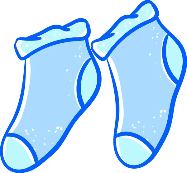 青い冬の靴下ベクトルカラー描画やイラストを着用して快適なペア — ストックベクタ