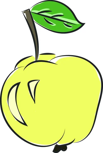 Una Deliciosa Manzana Amarilla Traída Fresca Del Árbol Vector Dibujo — Vector de stock