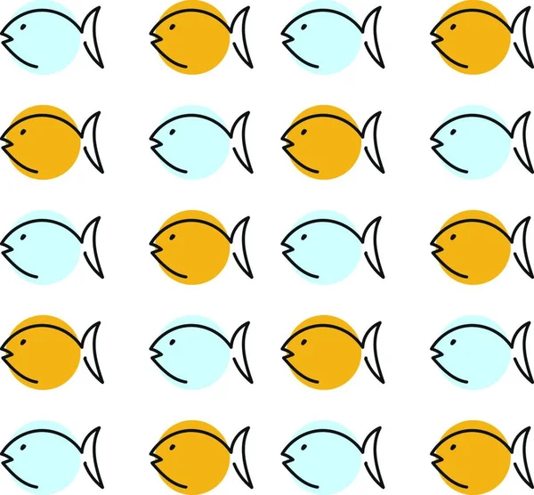 Шаблон Синего Оранжевого Цвета Рыбы Расположены Попеременно Пяти Горизонтальных Рядах — стоковый вектор