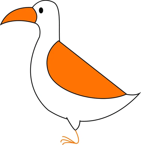 Clipart Pájaro Color Blanco Con Plumaje Naranja Pico Encuentra Dibujo — Archivo Imágenes Vectoriales