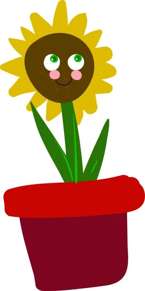 Dibujos Animados Girasol Con Dos Ojos Labios Sonrientes Disco Floral — Archivo Imágenes Vectoriales