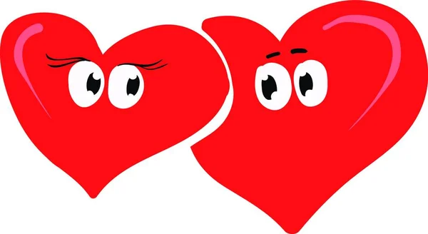 Clipart Dois Corações Vermelhos Que Jazem Acima Outro Estão Apaixonados —  Vetores de Stock