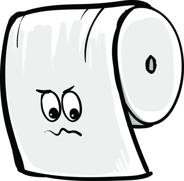 Big Roll Angry Toilet Paper Which Unused Vector Color Drawing — Stock Vector