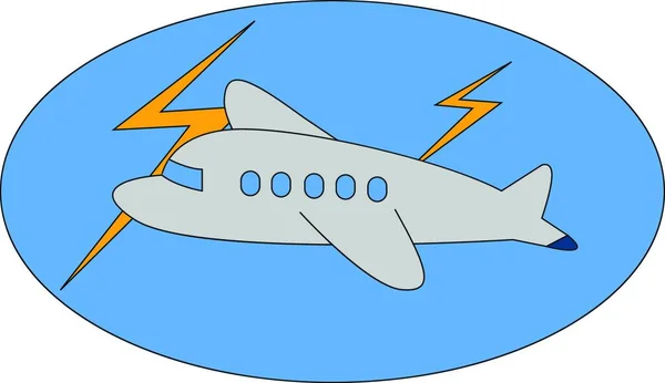 Ein Kleines Flugzeug Das Donner Und Blitz Fliegt Vektor Farbzeichnung — Stockvektor
