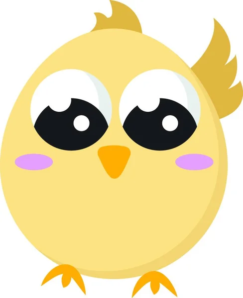 Small Cute Baby Bird Yellow Colour Large Eyes Vector Color — Stock Vector