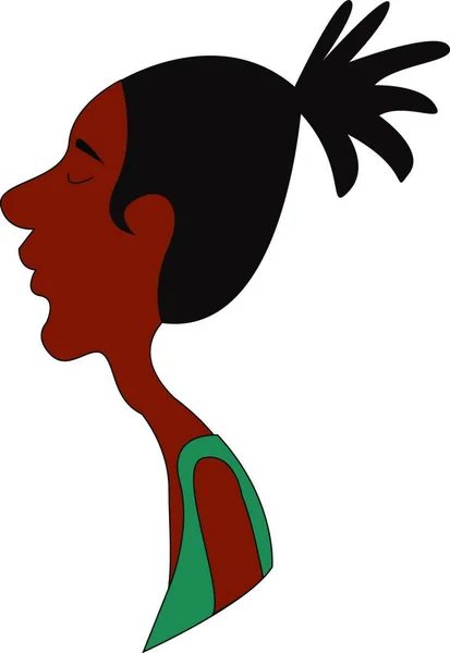 Une Fine Femme Noire Aux Cheveux Courts Vecteur Dessin Couleur — Image vectorielle