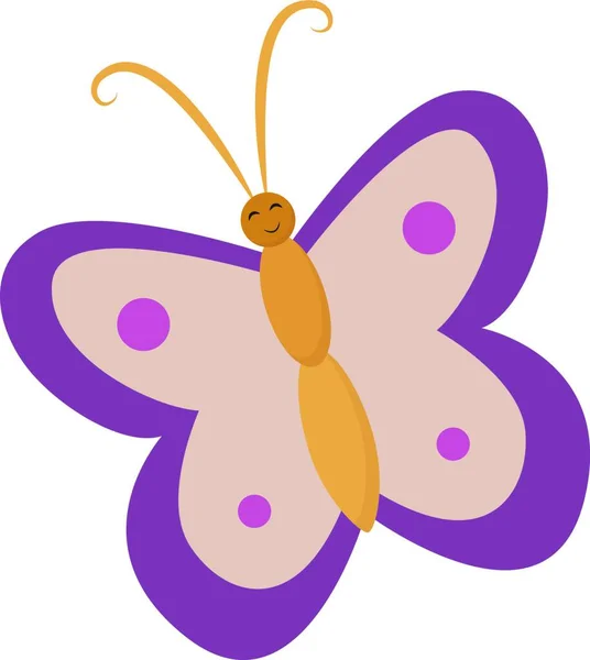 Very Cute Butterfly Pink Colour Violet Dots Vector Color Drawing — стоковый вектор