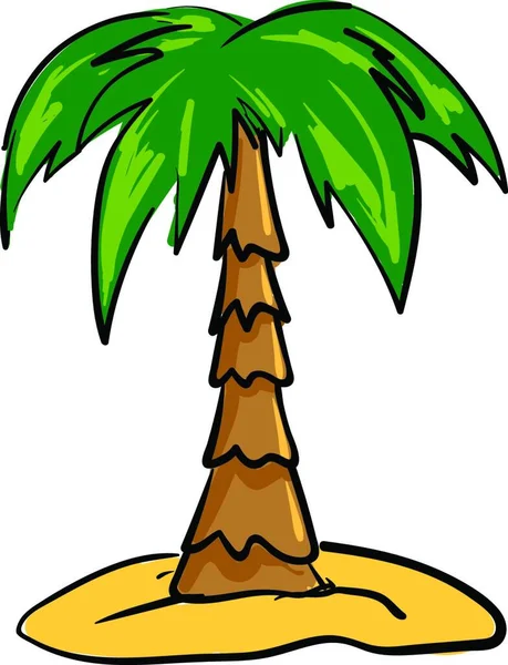 Palm Boom Het Zand Illustratie Vector Witte Achtergrond — Stockvector