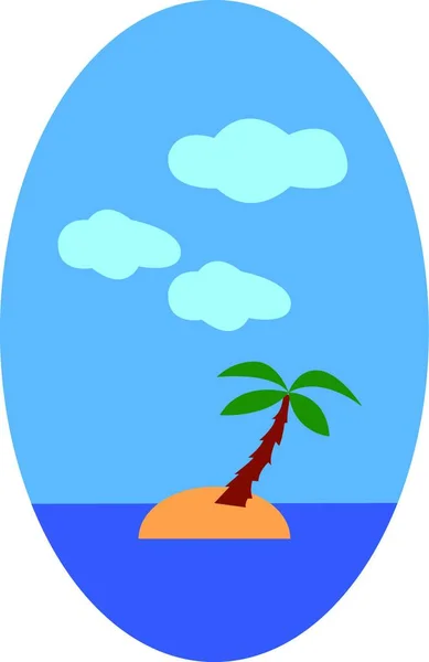 Пальма Острове Голубым Небом Иллюстрация Вектор Белом Фоне — стоковый вектор