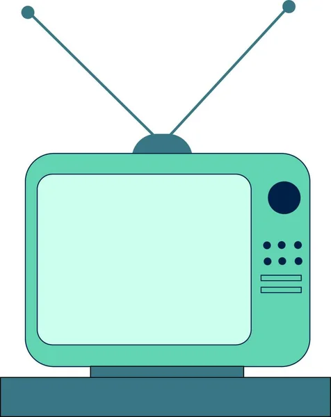 Μια Μπλε Τηλεόραση Μια Βάση Κεραία Στην Κορυφή Διάνυσμα Χρώμα — Διανυσματικό Αρχείο