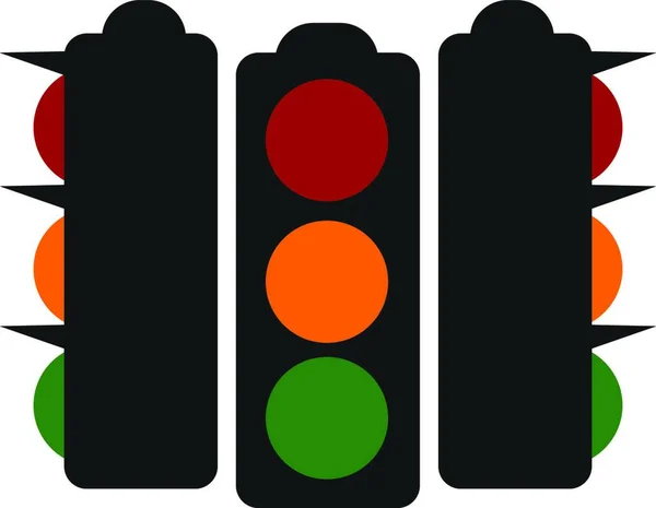 Tre Semafori Con Tre Colori Arancione Rosso Verde Vettore Disegno — Vettoriale Stock